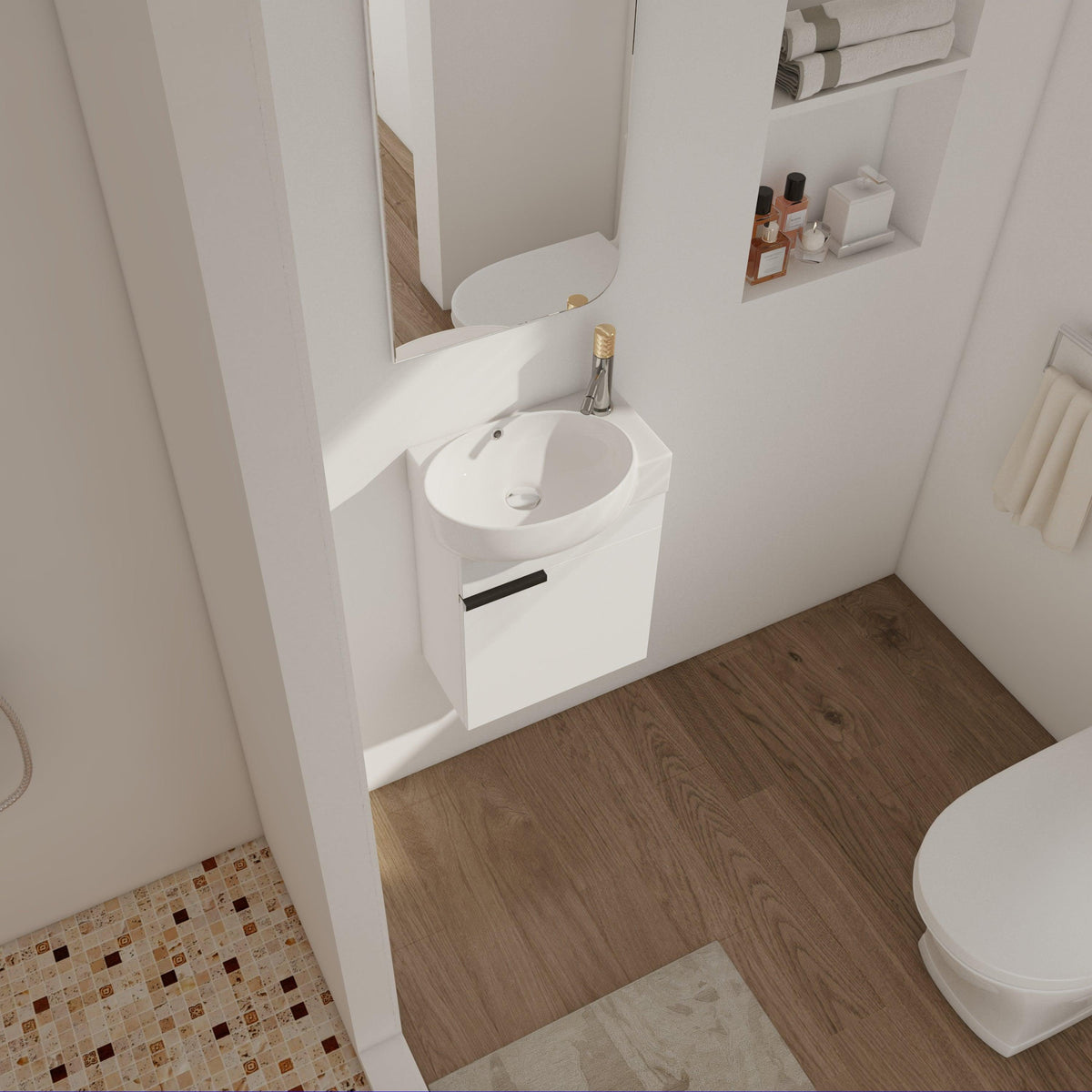 Soft Close Doors Bathroom Vanity With Sink - 16 Inch