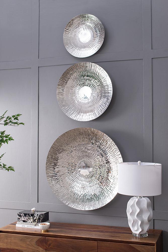 Silver Textured Oversized Disc Wall Decor Set of 3