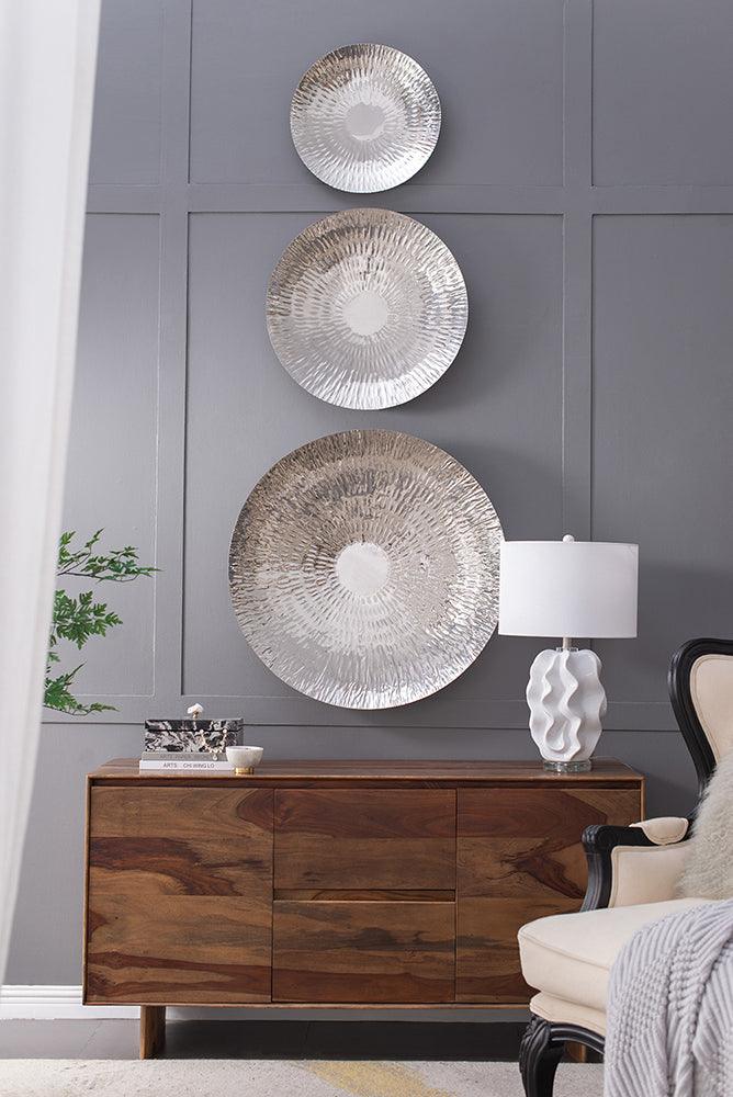 Silver Textured Oversized Disc Wall Decor Set of 3