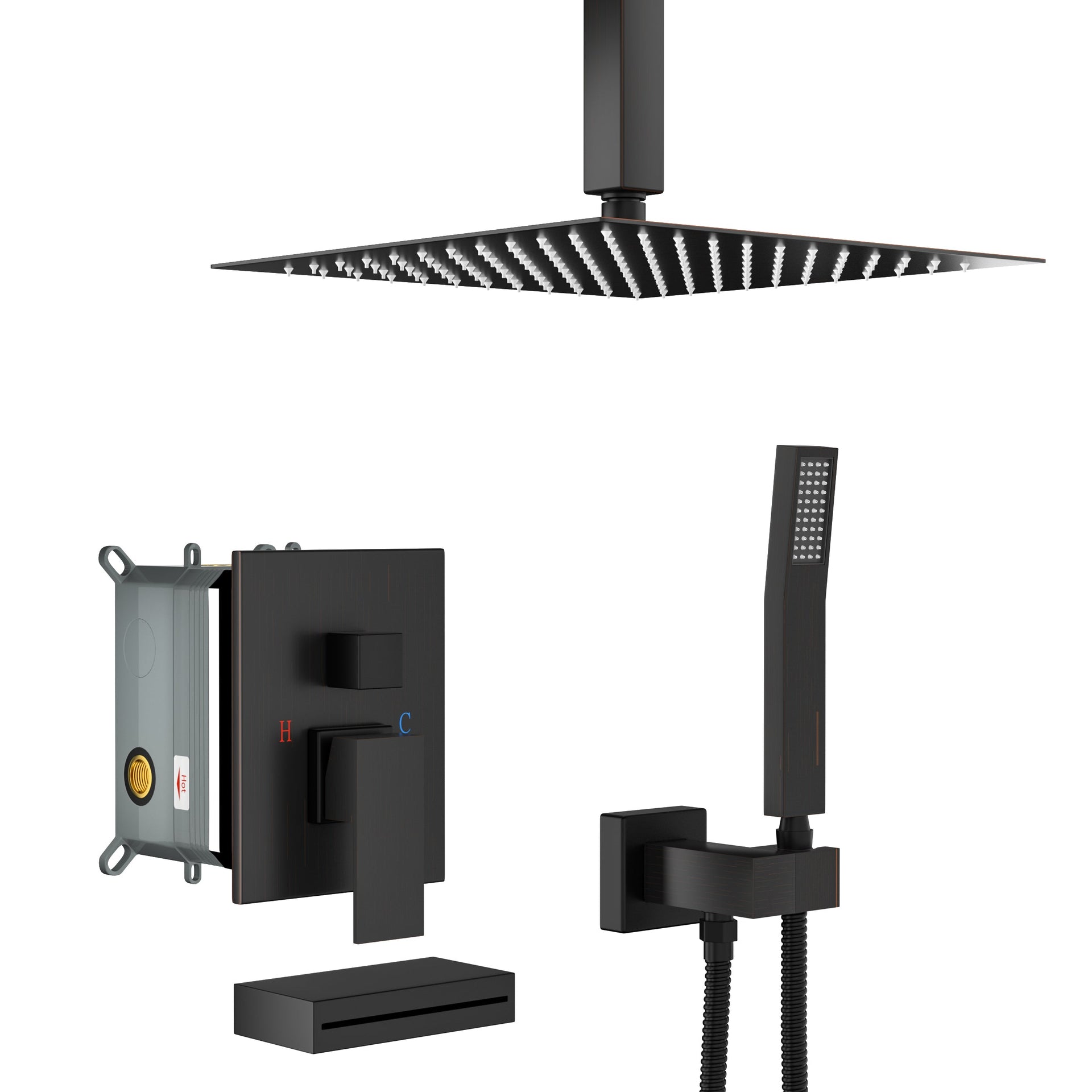 Shower System with Waterfall Tub Spout