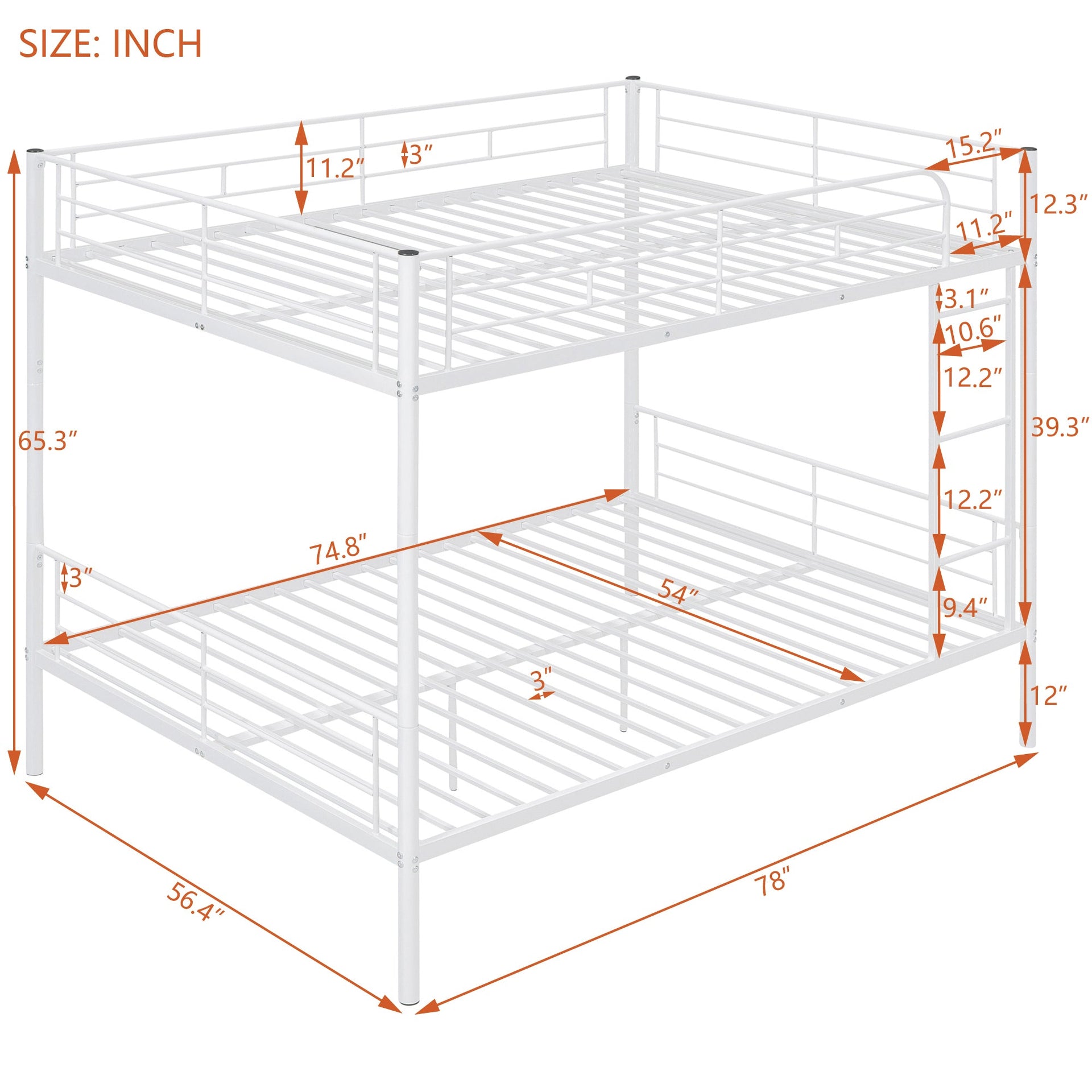 Full Over Full Metal Bunk Bed