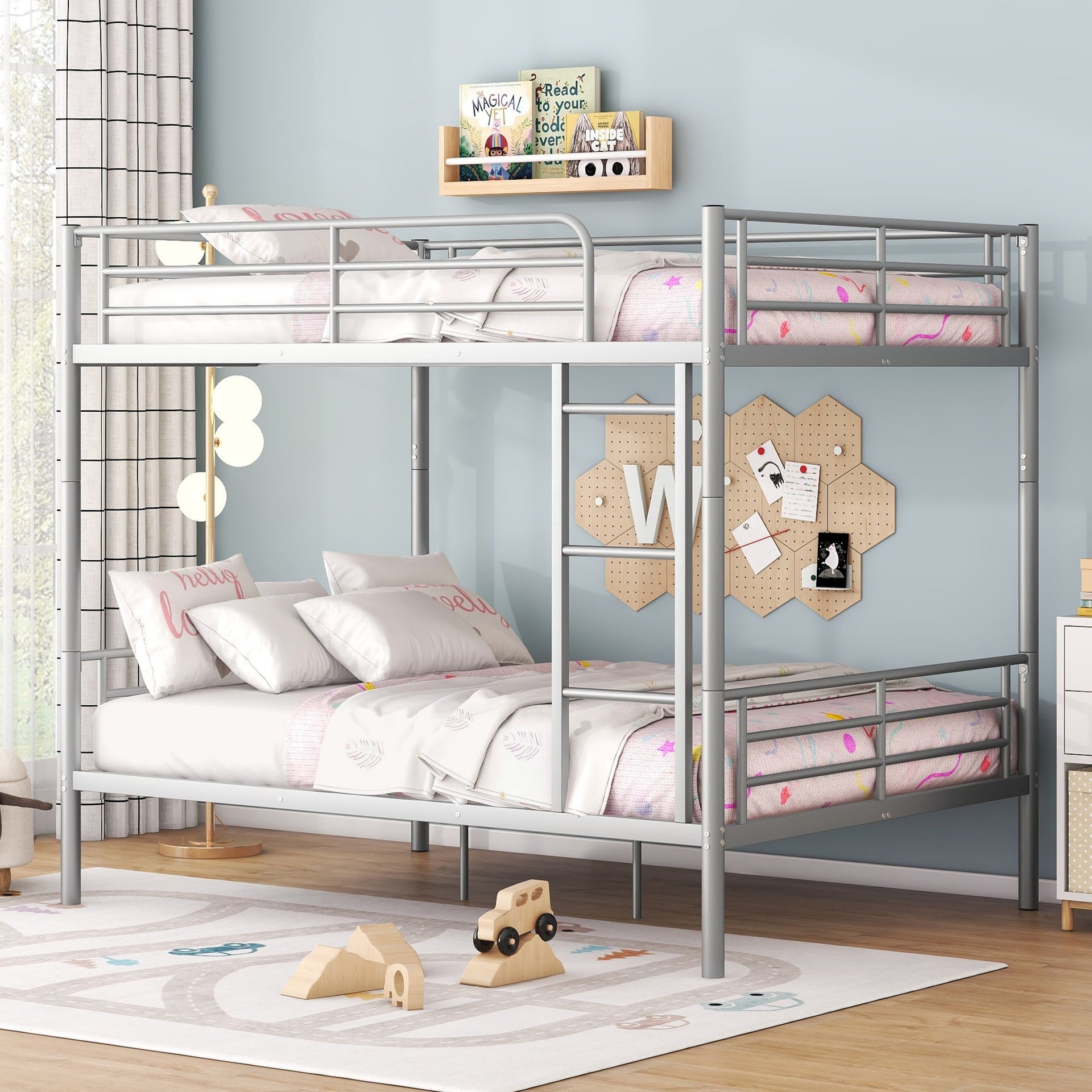 Full Over Full Metal Bunk Bed in Silver