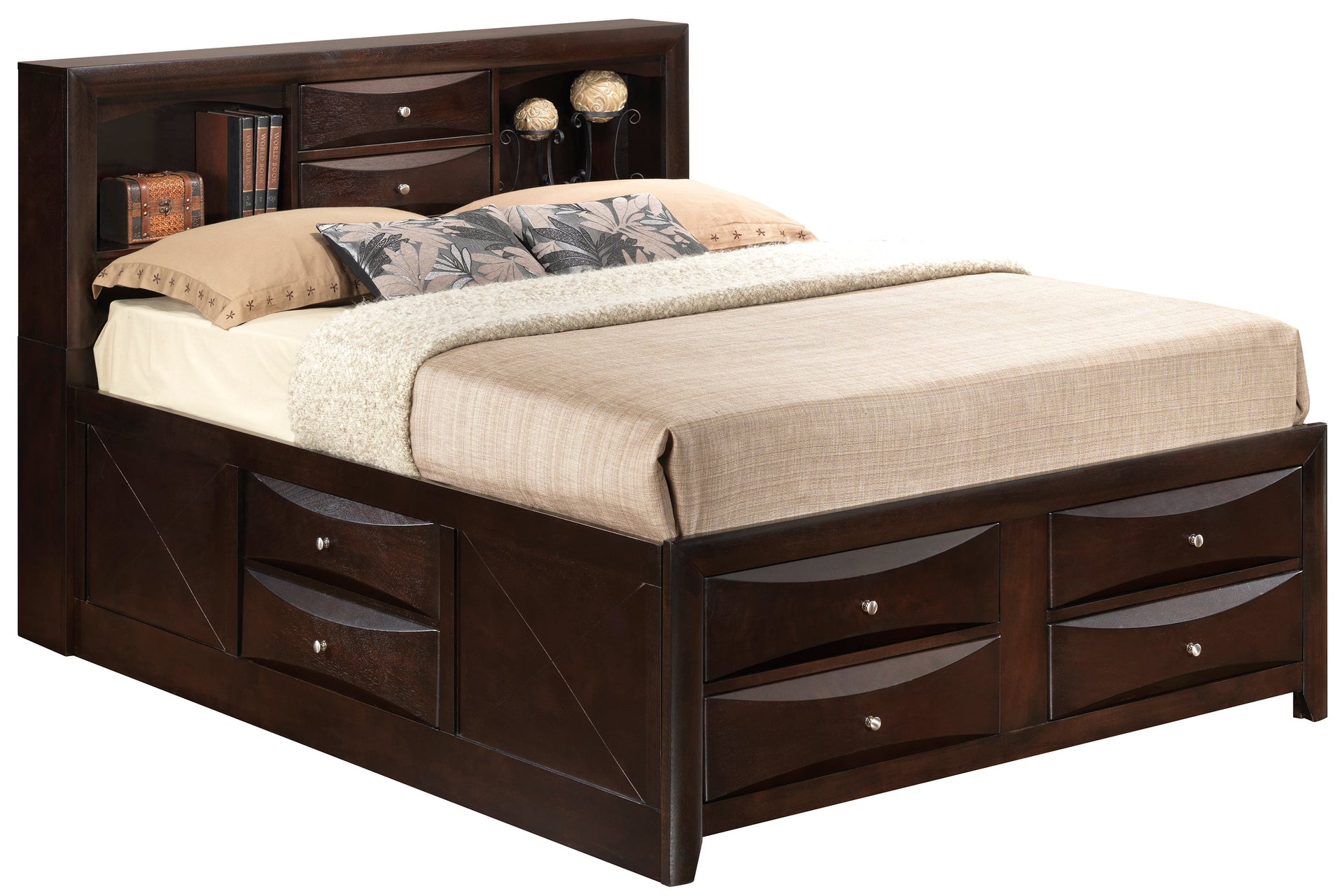 Marilla King Storage Bed in Cappuccino