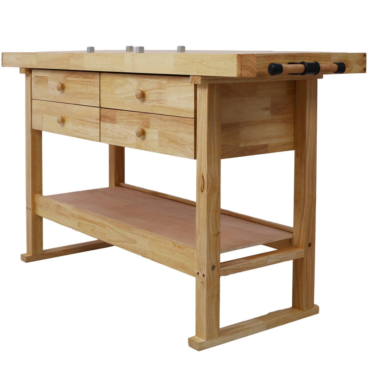 60in Wooden Workbench with 4 Drawers and Bar Clamps Set