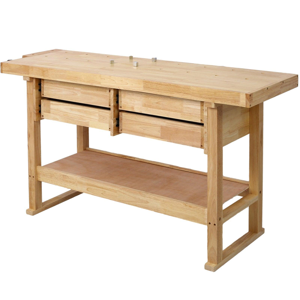 60in Wooden Workbench with 4 Drawers and Bar Clamps Set