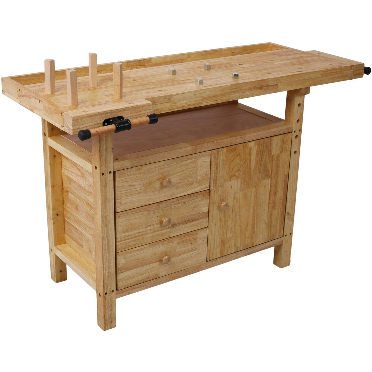 Wood Workbench with Rapid Action Woodworking Vise