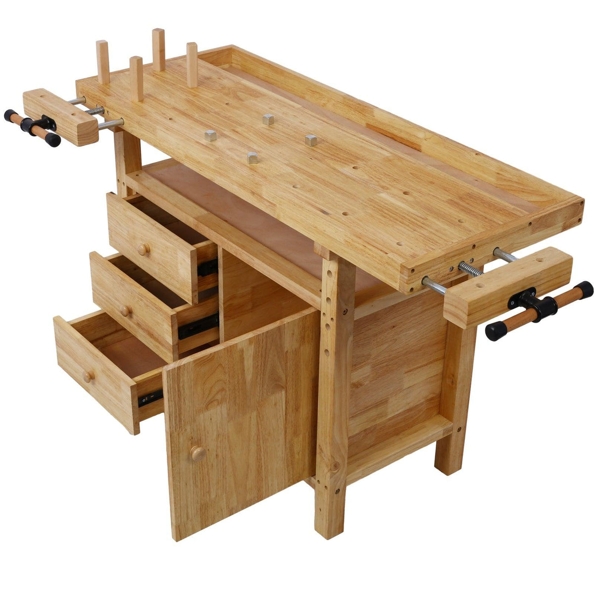 Wood Workbench with Rapid Action Woodworking Vise