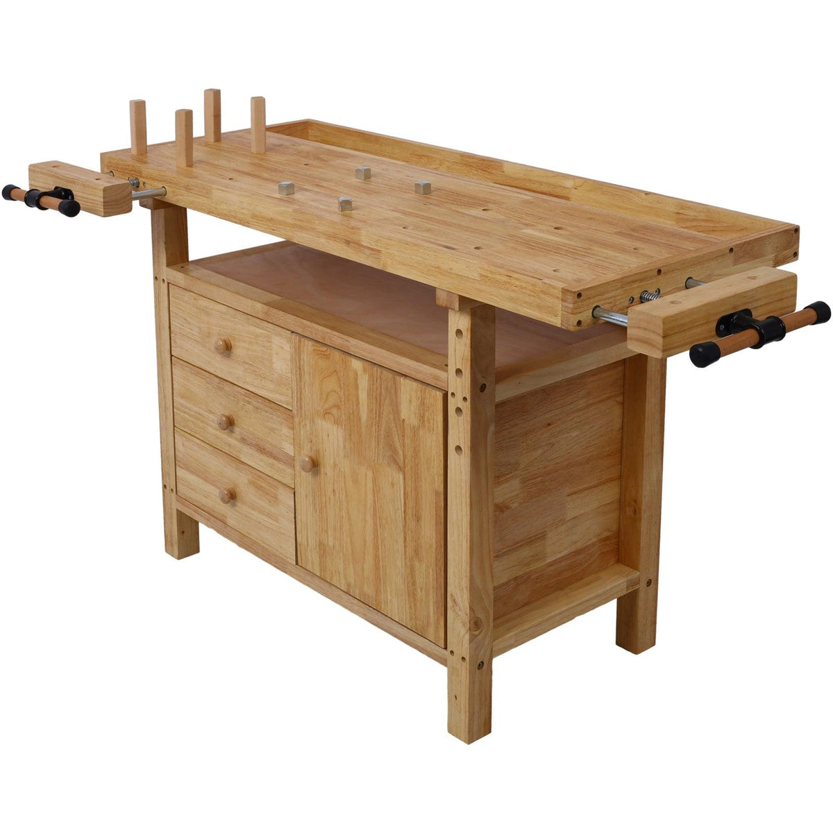 Wood Workbench with Rapid Action Woodworking Vise