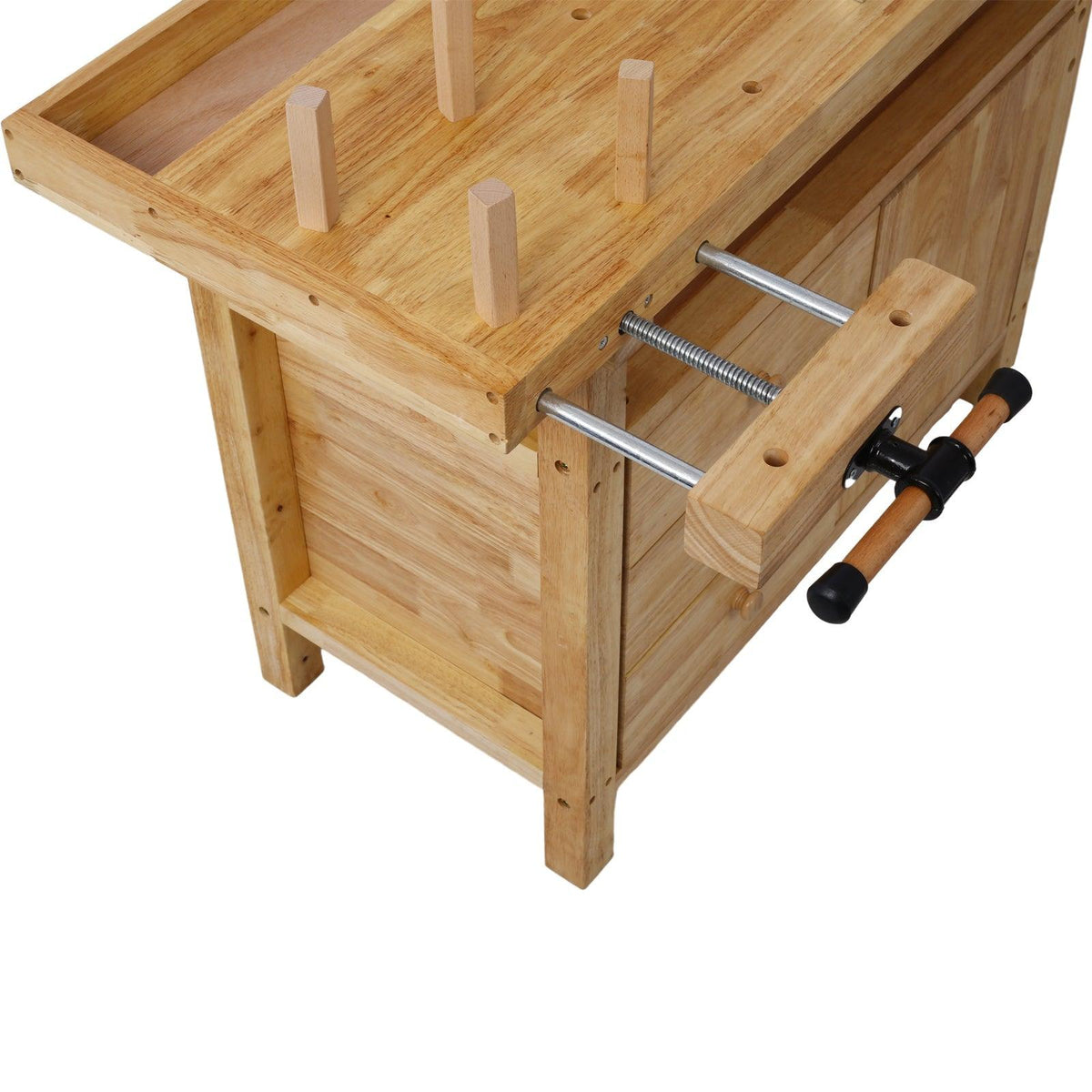 Wood Workbench with Rapid Action Woodworking Vise