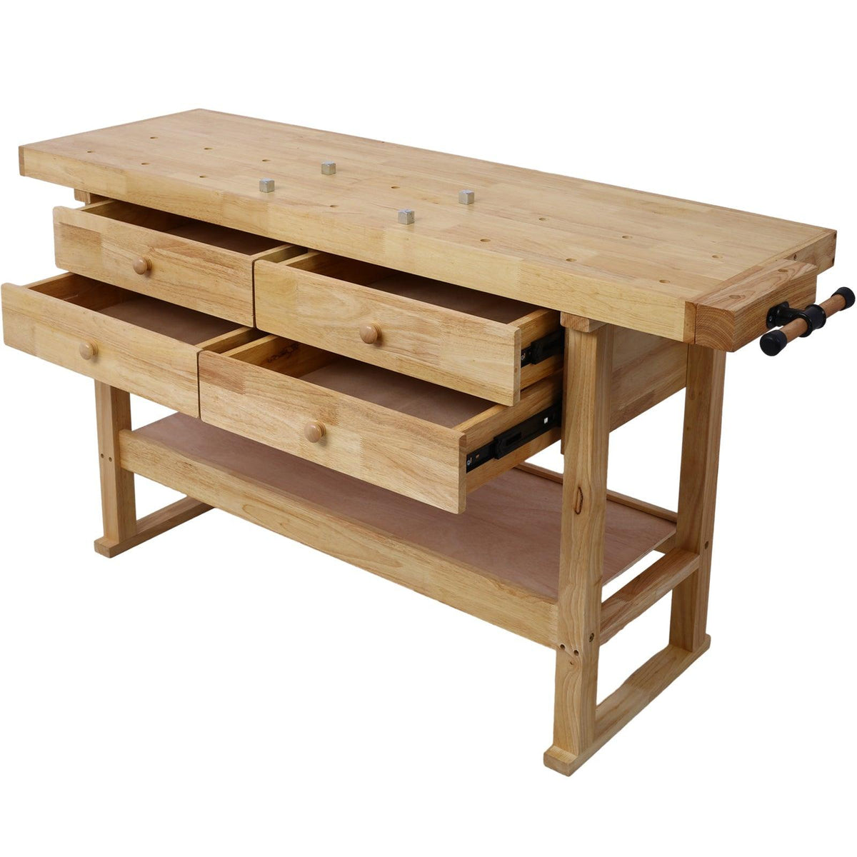 60in Wooden Workbench with 4 Drawers and Bar Clamps Set