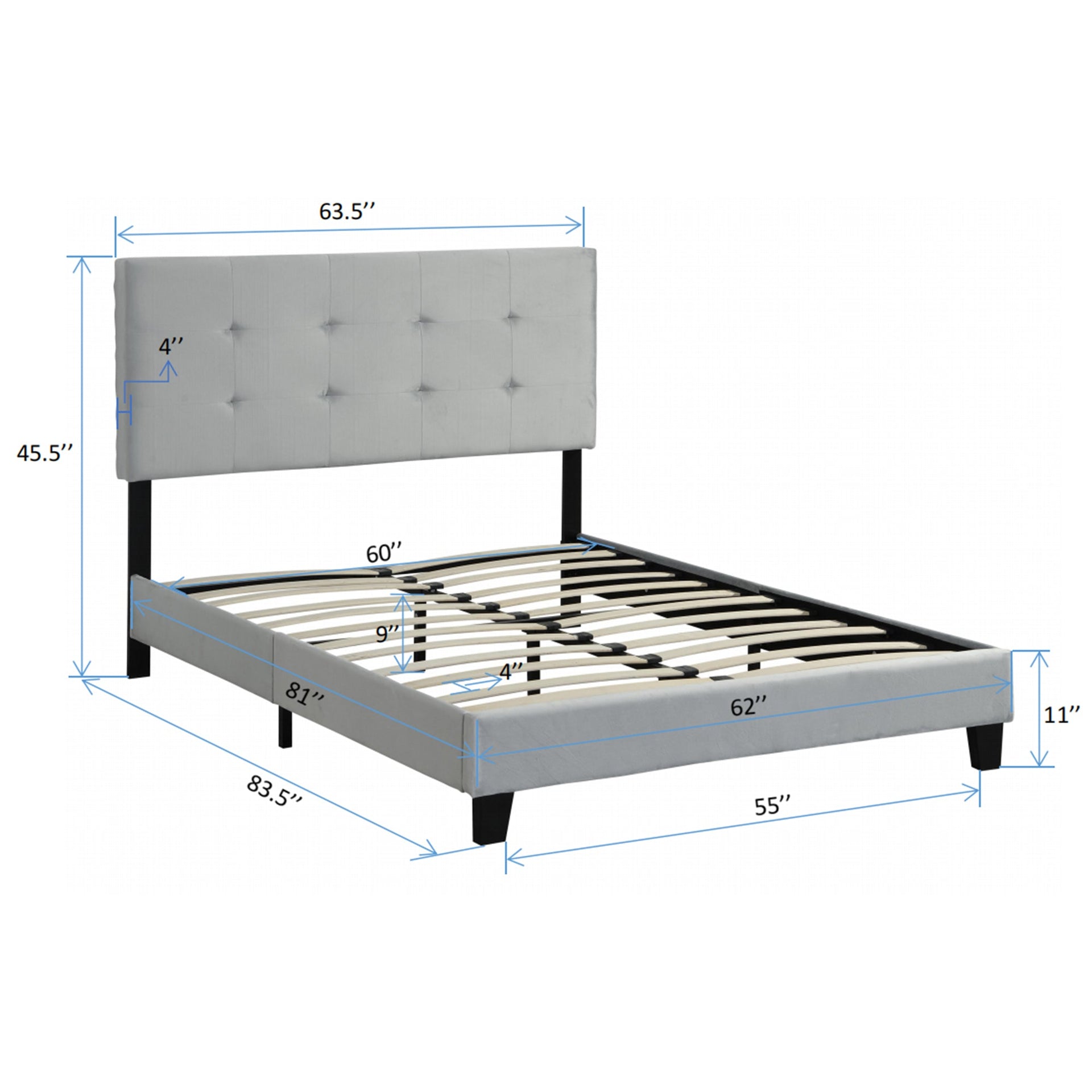 Queen Size Upholstered Platform Bed Frame