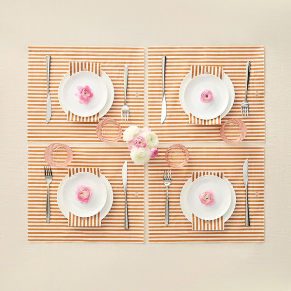 Tonal Striped Disposable Napkin Set in Orange, 100 Pieces