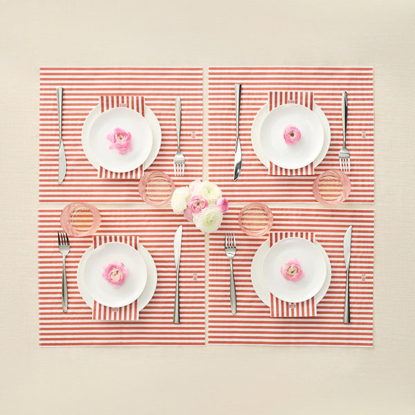 Tonal Striped Disposable Napkin Set in Red, 100 Pieces