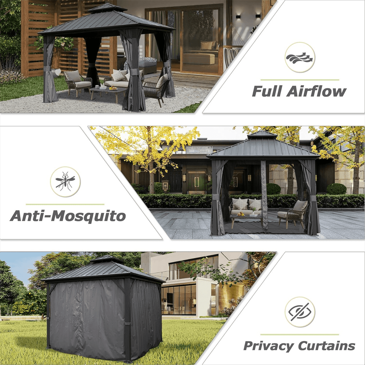 8' X 8' Hardtop Gazebo with Canopy and Netting