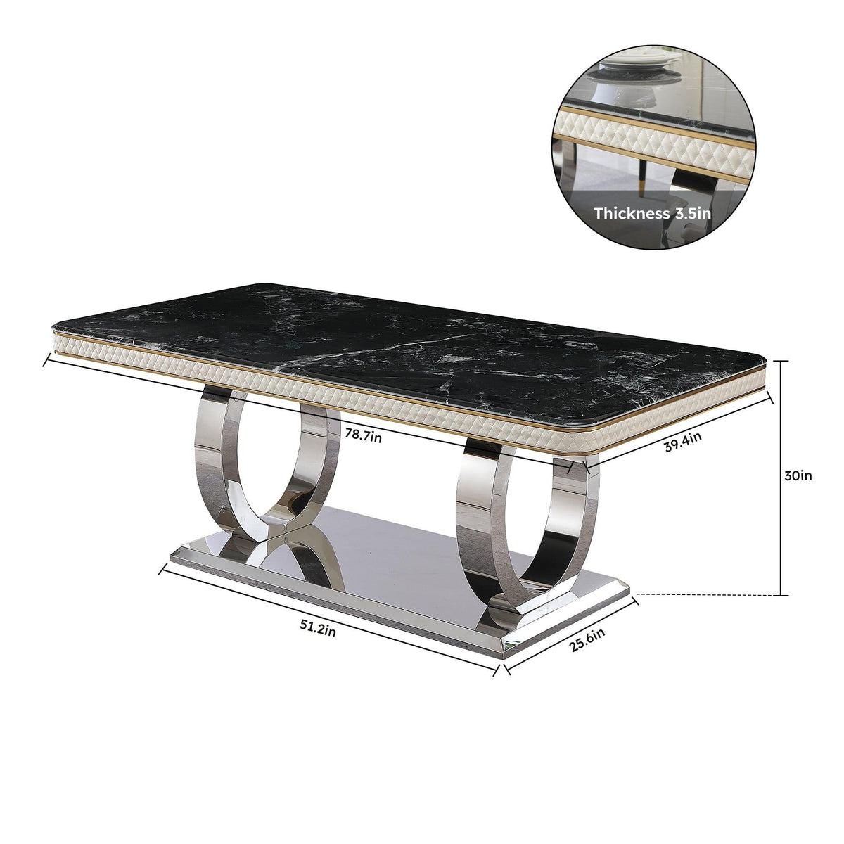 Luxury Modern Dining Table - 78.7 Inch