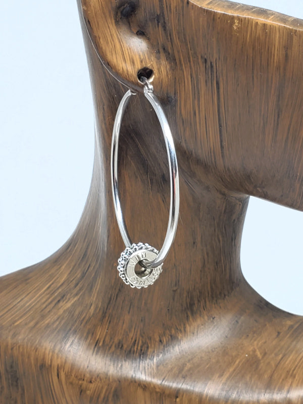 Large Stainless Steel 9mm Bullet Hoop Earrings