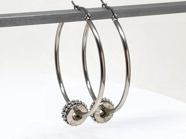 Large Stainless Steel 9mm Bullet Hoop Earrings