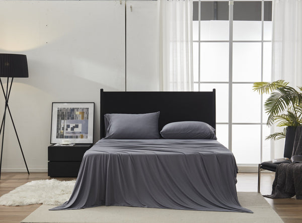 100% Microfiber Jersey Knit Sheet Set with Pillowcases-Grey Sleep Zone