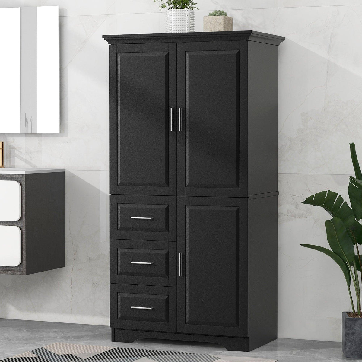 Tall and Wide Storage Cabinet with Doors for Bathroom/Office