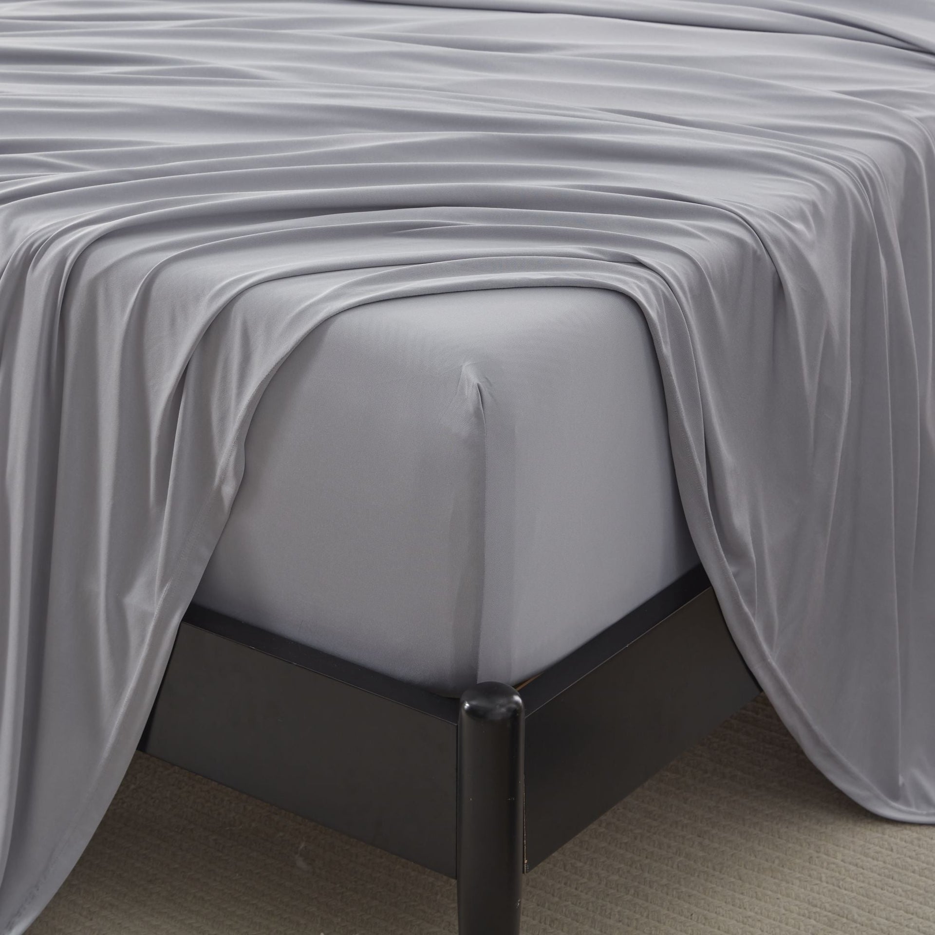 100% Microfiber Jersey Knit Sheet Set with Pillowcase-Gull Grey Sleep Zone