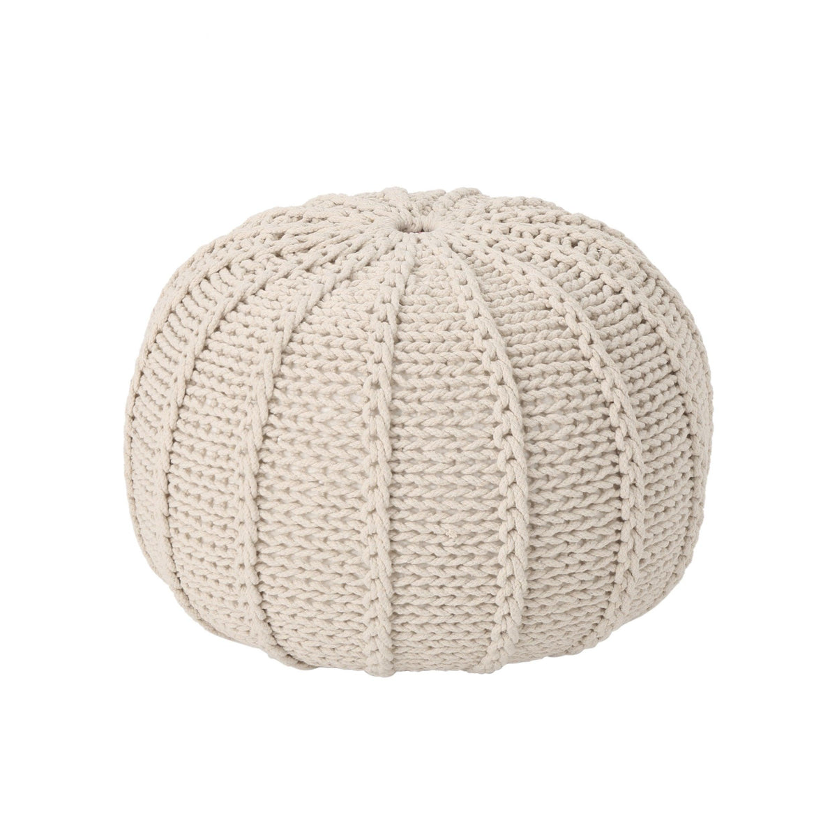 Bordeaux Knitted Cotton Round Pouf
