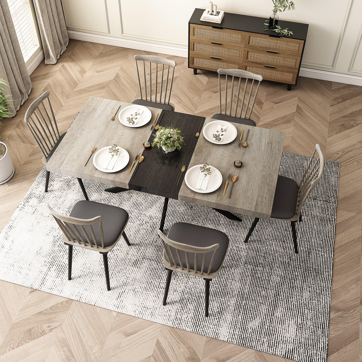 Retro Rectangular Stretch Dining Table