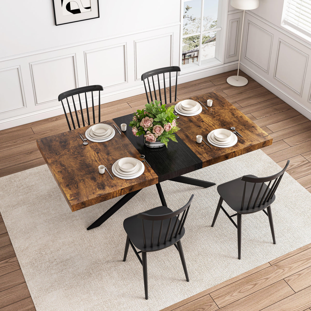 Retro Rectangular Stretch Dining Table