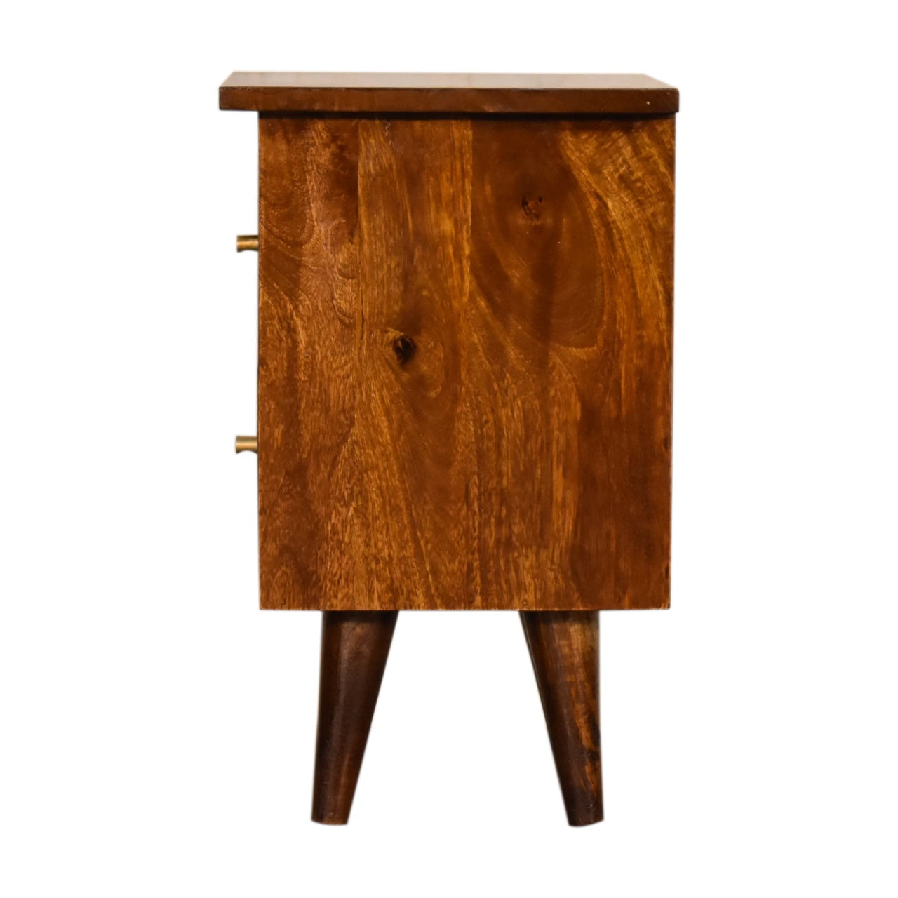 Solid Wood Bedside, 2-Drawers, Chestnut
