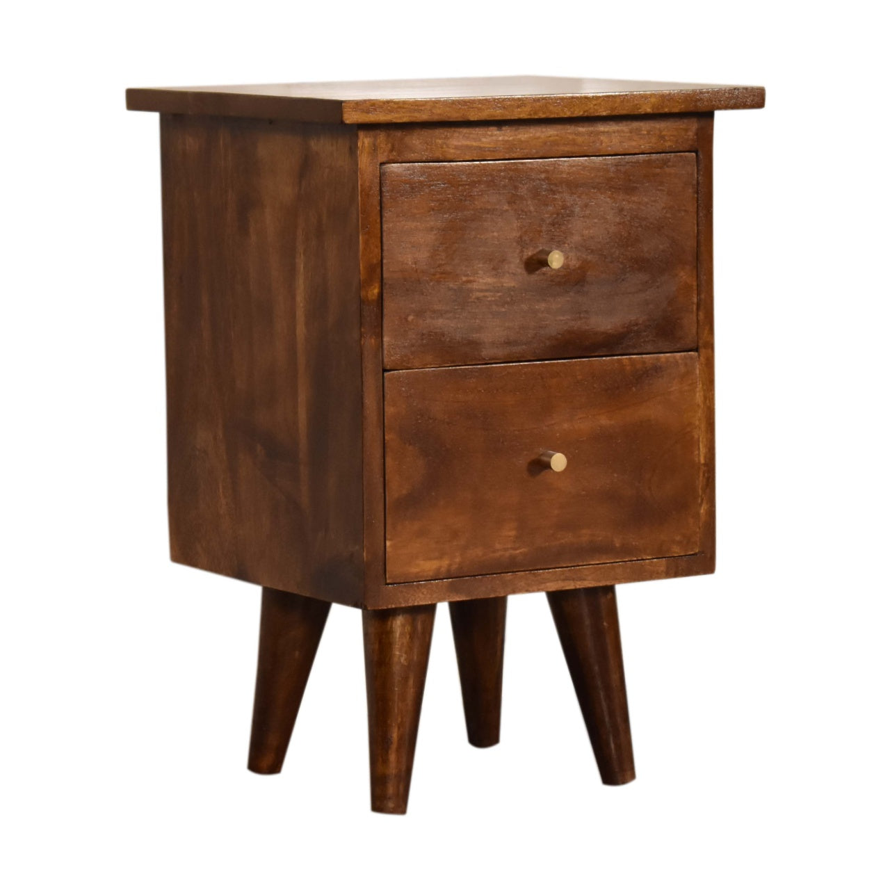 Solid Wood Bedside, 2-Drawers, Chestnut