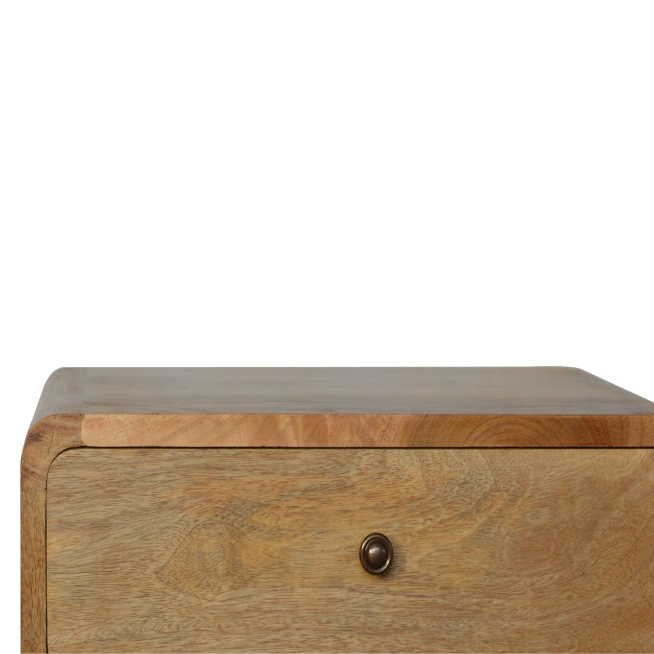 Solid Wood Curved Bedside Table with 2 Drawers