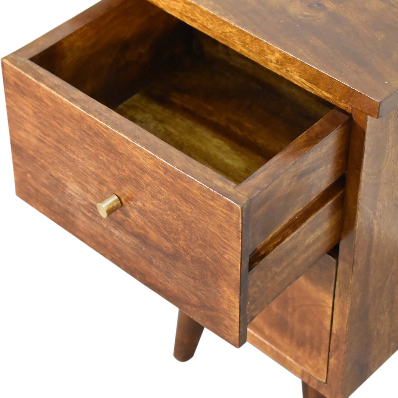 Solid Wood Bedside, 2-Drawers, Chestnut