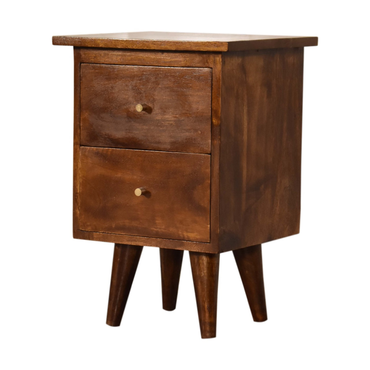 Solid Wood Bedside, 2-Drawers, Chestnut