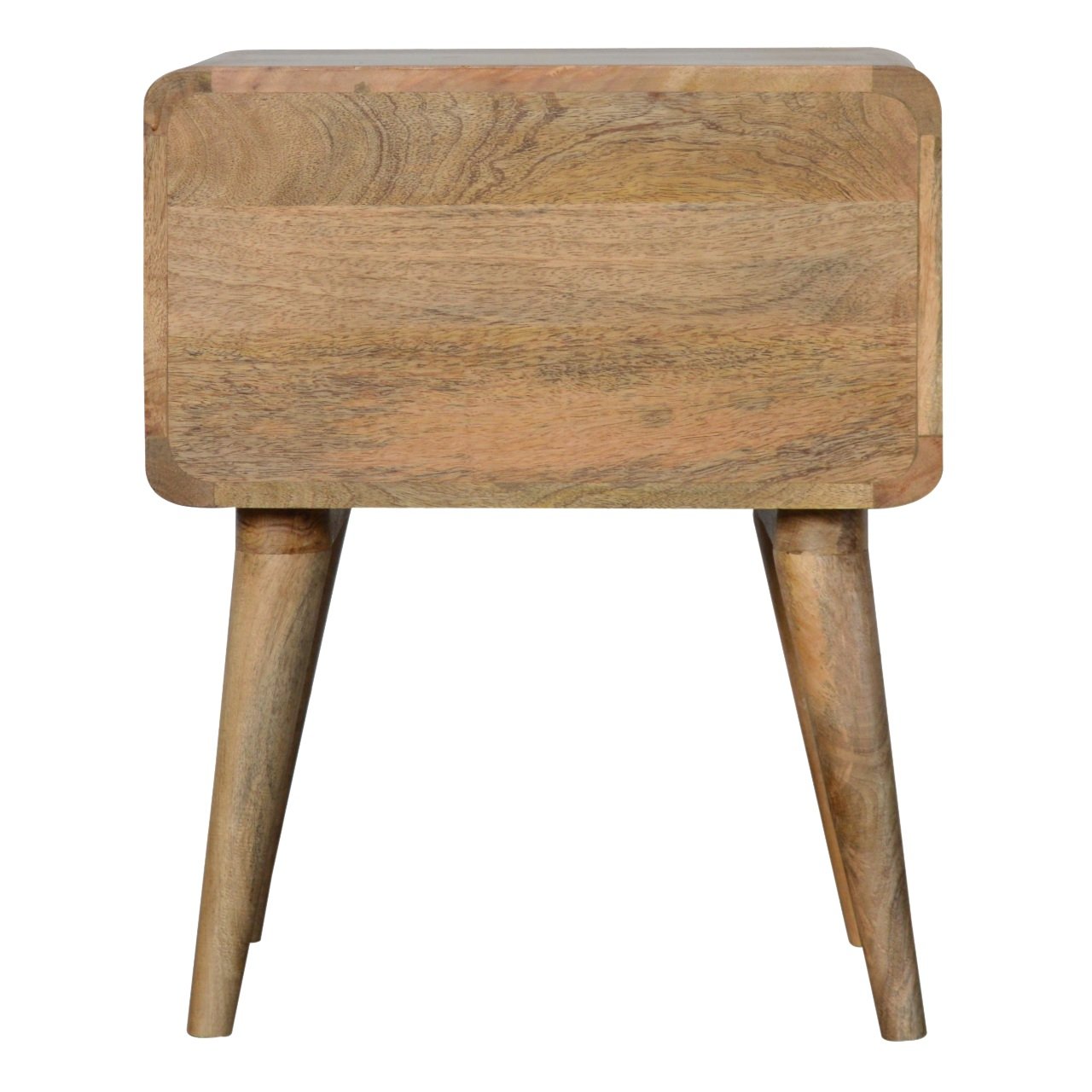 Solid Wood Curved Bedside Table with 2 Drawers