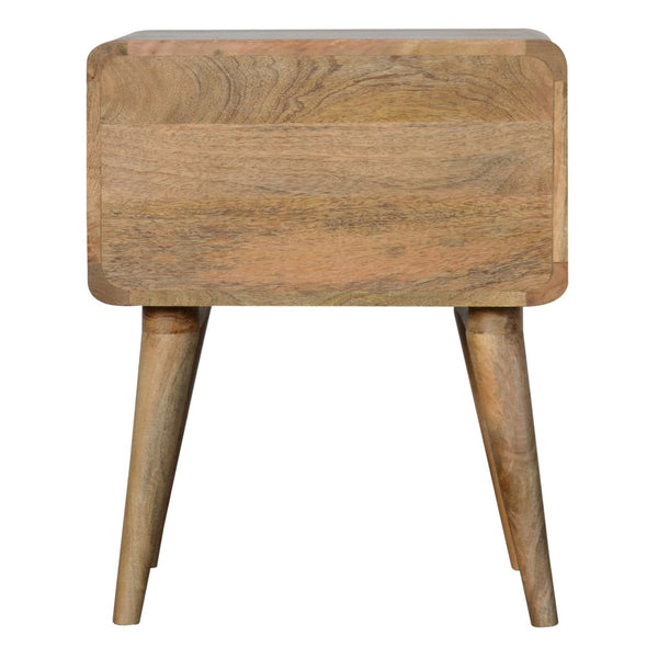 Solid Wood Curved Bedside Table with 2 Drawers