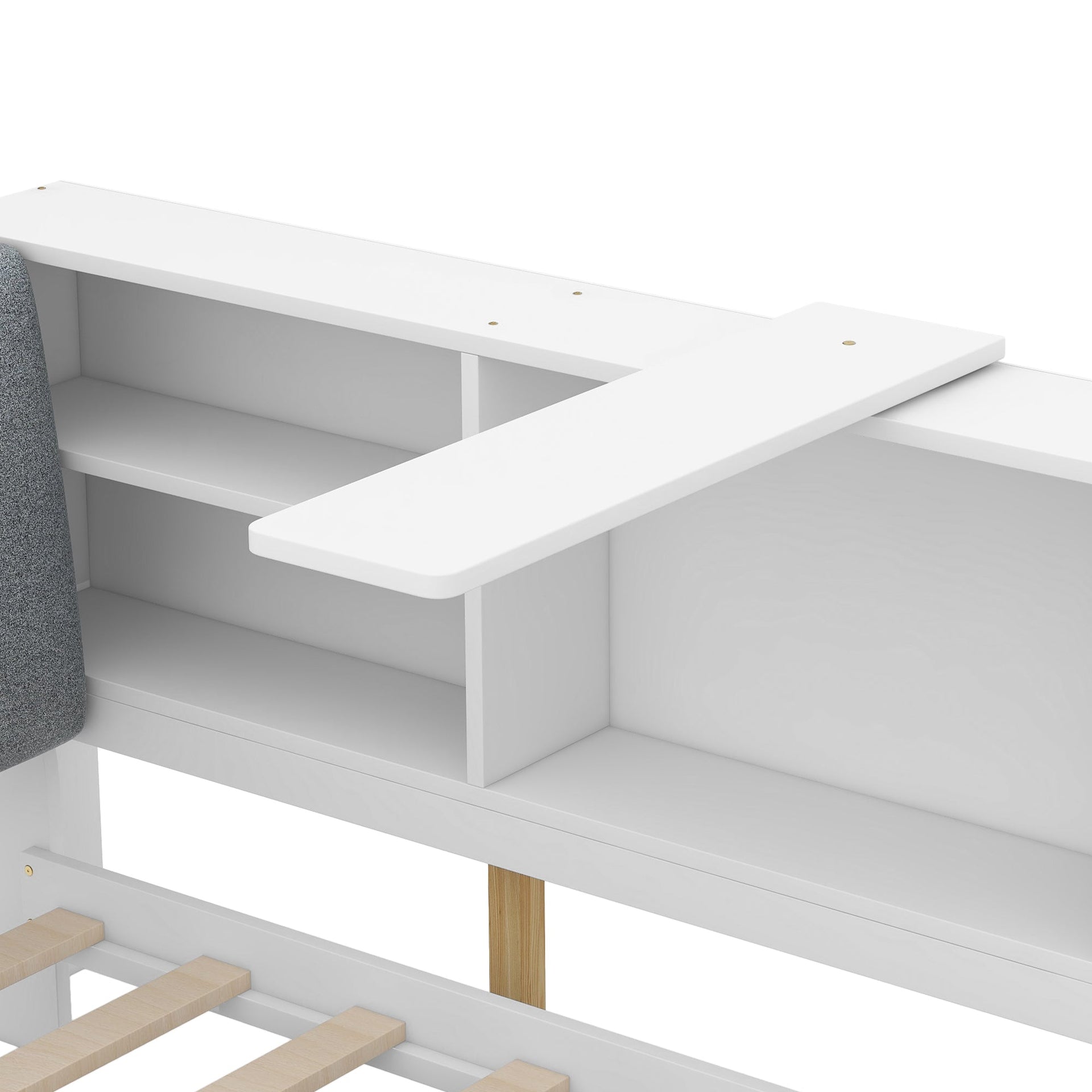 Wood Twin Size Platform Bed with Storage Headboard, Shelves and 2 Drawers