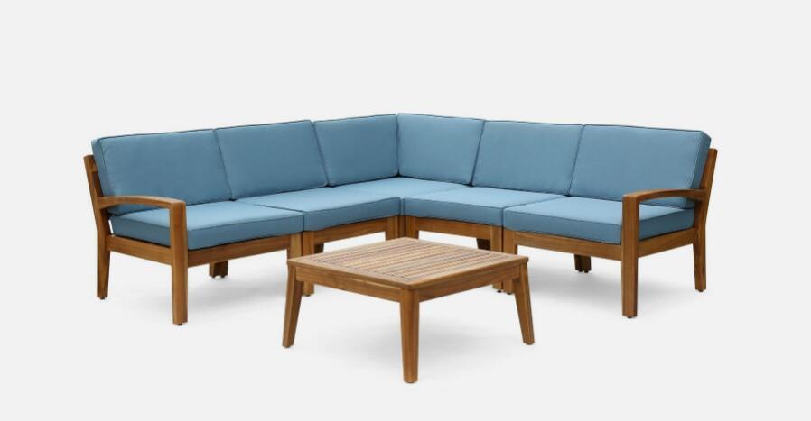 Grenada 5 Seater Acacia Wood Sectional Sofa Set