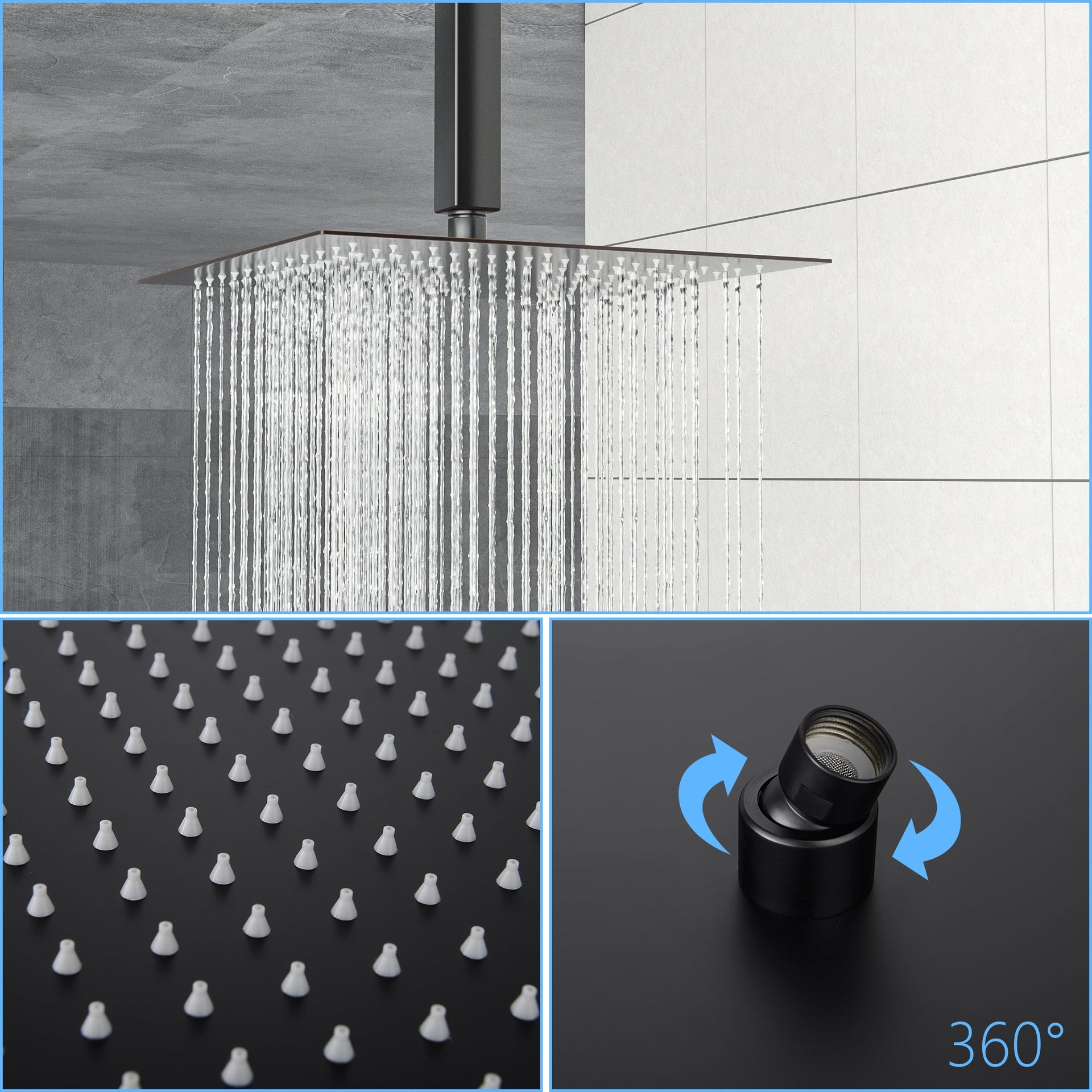 Rain Fixed Shower Head (10 Inch Square, Oil Rubbed Bronze)