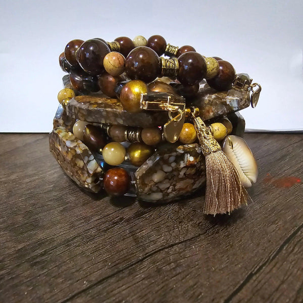 Bronzite Stacked Bracelet set - Gifts for You 'n Me