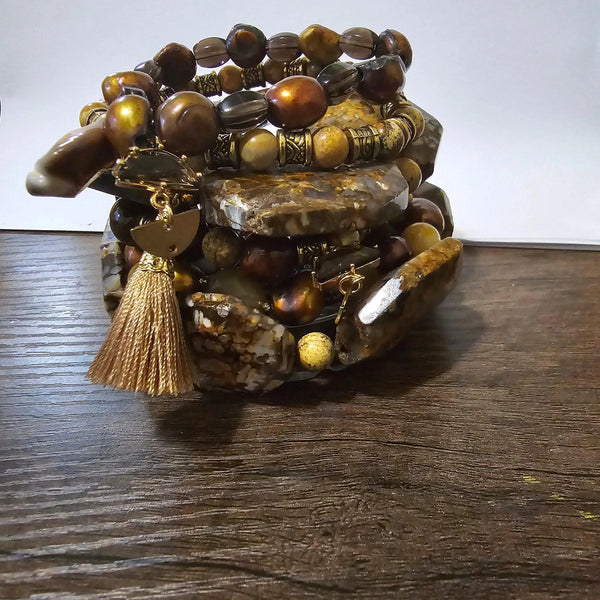 Bronzite Stacked Bracelet set - Gifts for You 'n Me