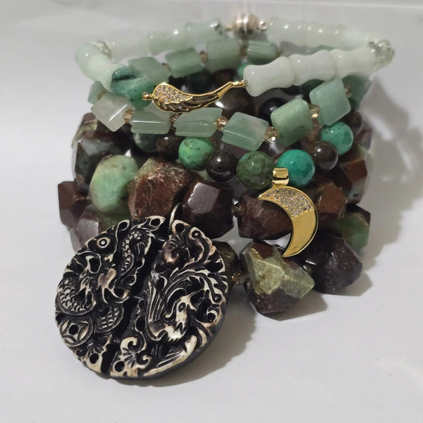 Chrysoprase and Jade Bracelet Set - Gifts for You 'n Me