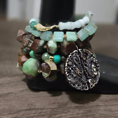Chrysoprase and Jade Bracelet Set