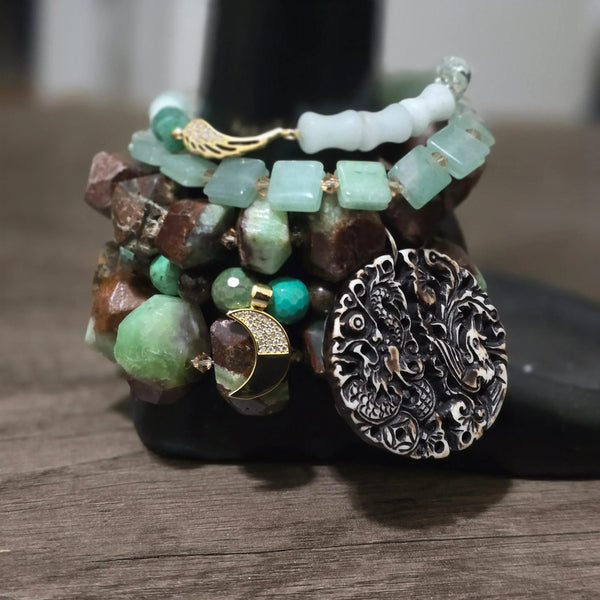 Chrysoprase and Jade Bracelet Set - Gifts for You 'n Me