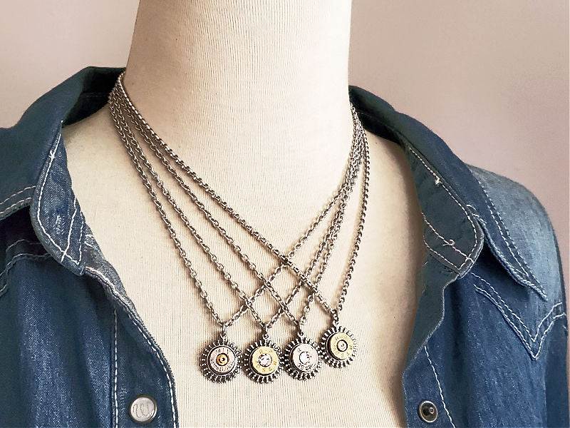 Small Caliber Sunburst Style Bullet Necklace