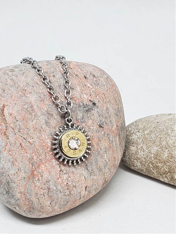 Small Caliber Sunburst Style Bullet Necklace