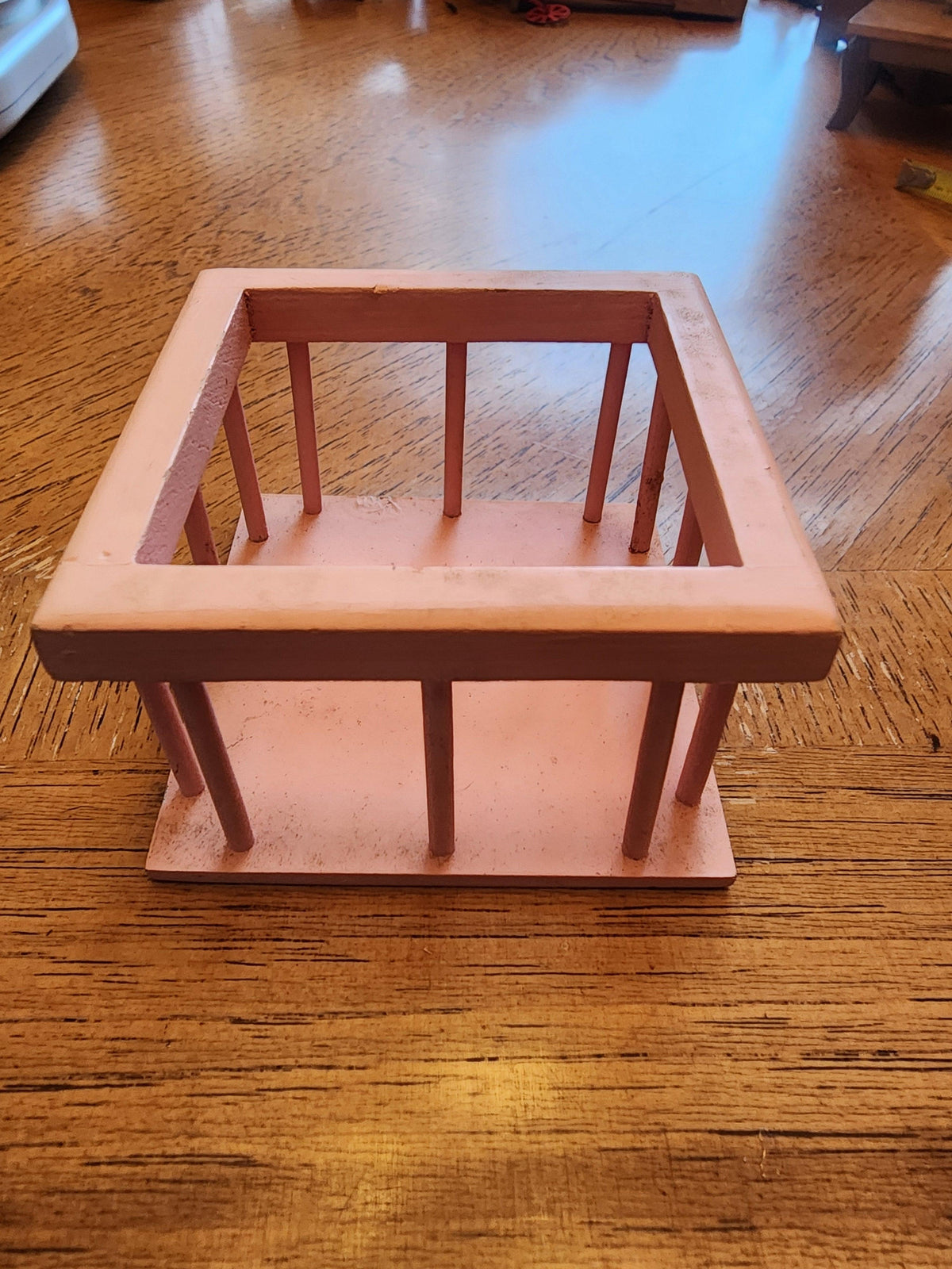 Vintage 1950's Dollhouse Miniature Mini Baby Doll Wood Playpen aprox 3