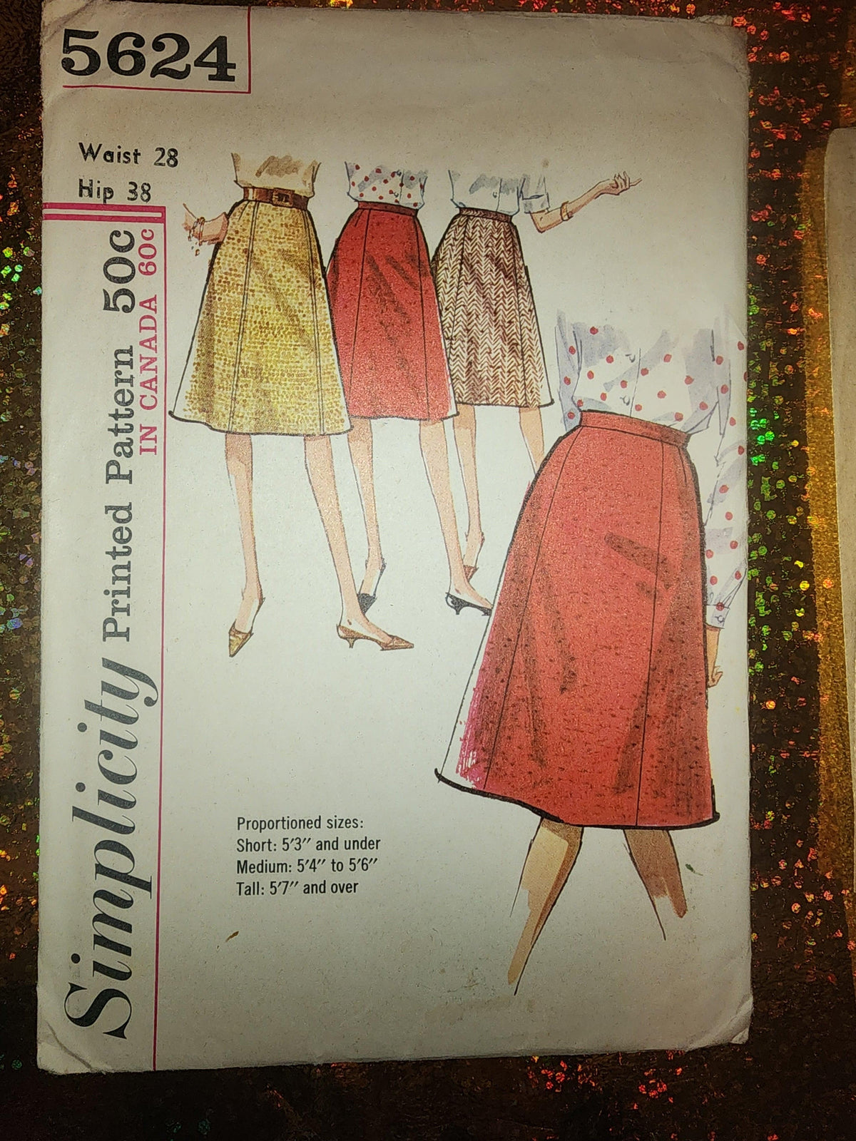 5624 Vintage Simplicity SEWING Pattern Misses 1960s 4 Gored Skirt 25