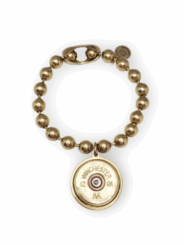 12 Gauge Shotshell Big Ball Chain Gold Charm Bracelet