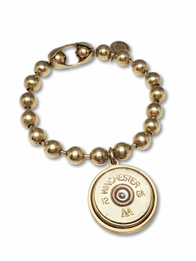 12 Gauge Shotshell Big Ball Chain Gold Charm Bracelet