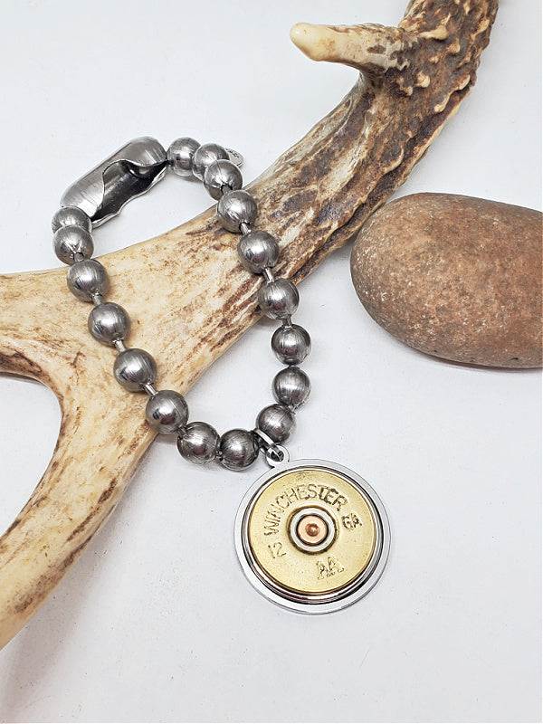 12 Gauge Shotshell Big Ball Chain Gold Charm Bracelet