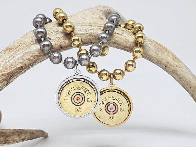 12 Gauge Shotshell Big Ball Chain Gold Charm Bracelet